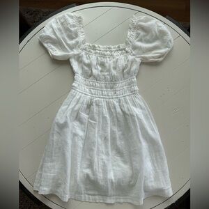 BP White Smocked Puff Sleeve Sundress
